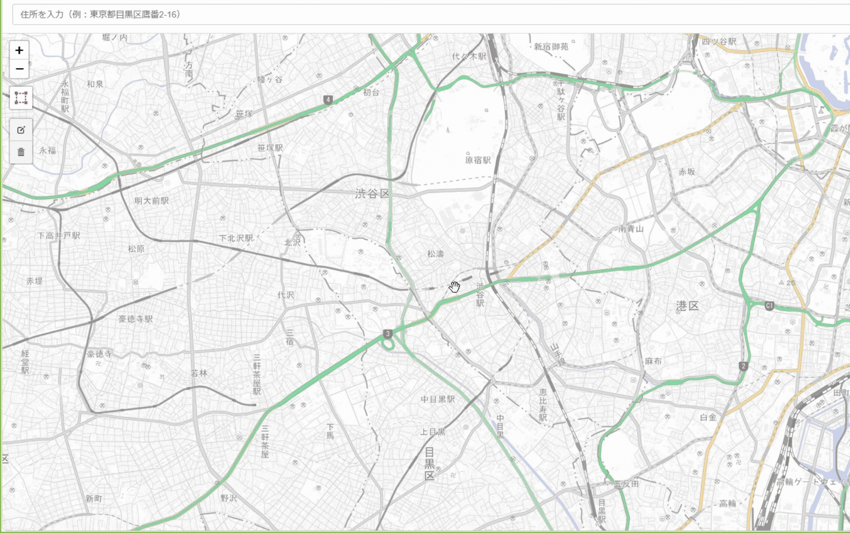 地図で範囲を選ぶ操作デモ
